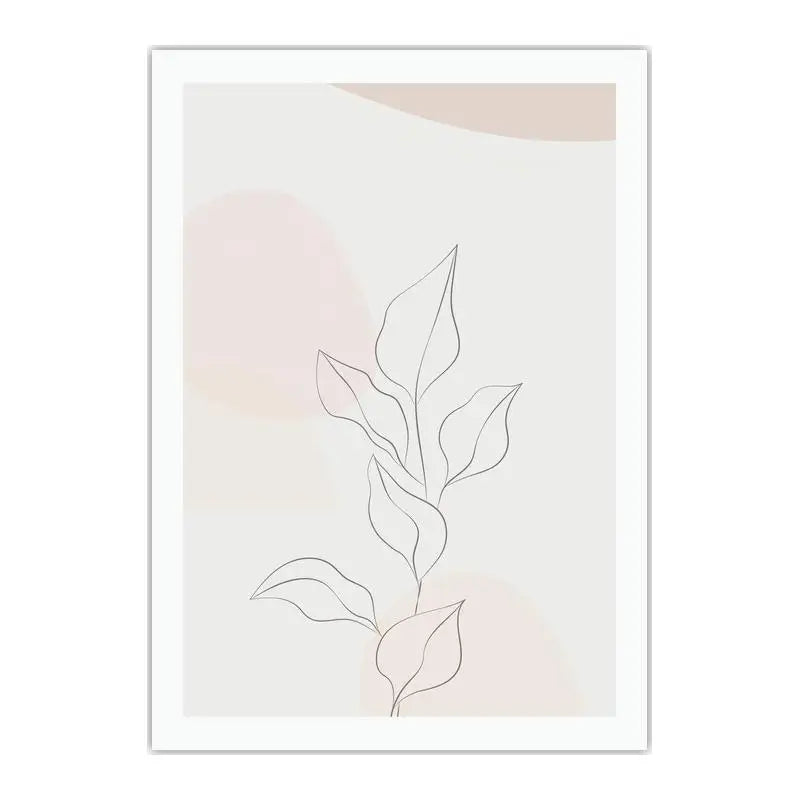 Abstract Boho Wall Art, Plant Leaf Line Art Canvas Painting | Modern Minimalist Poster for Living Room Bedroom Decor Peaceful Pleasures Health and Wellness 02 50x70cm NoFrame China Mainland