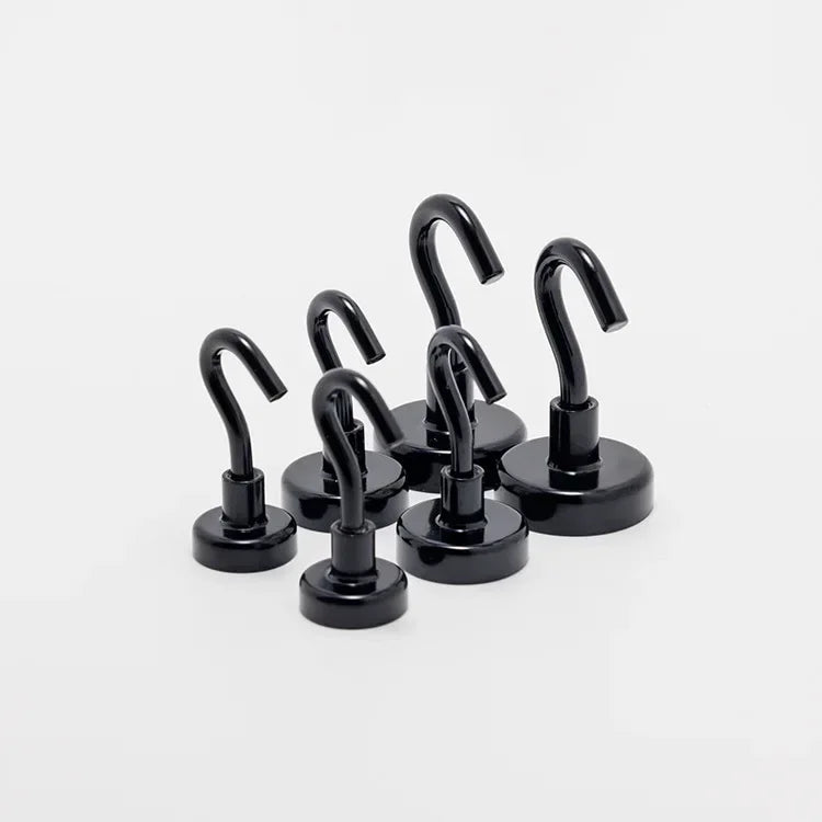 No Drill Wall Hook Heavy Duty 50kg Magnetic Hooks Black Rustproof Industrial Strength for Kitchen Room Suction Cup Storage Peaceful Pleasures Health and Wellness
