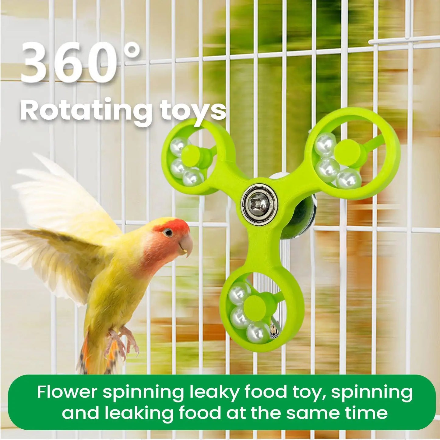 Interactive Rotating Spinner Wheel Bird Toy | Parrots & Parakeets Bird Cage Toy Peaceful Pleasures Health and Wellness
