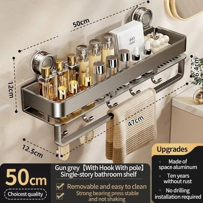 Suction Cup Shower Caddy & Towel Holder – No-Drill Storage