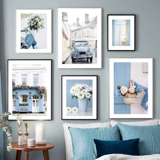 Nordic Retro Canvas Wall Art | Cars, Bikes & Flowers Poster Canvas Wall Art Peaceful Pleasures Health and Wellness