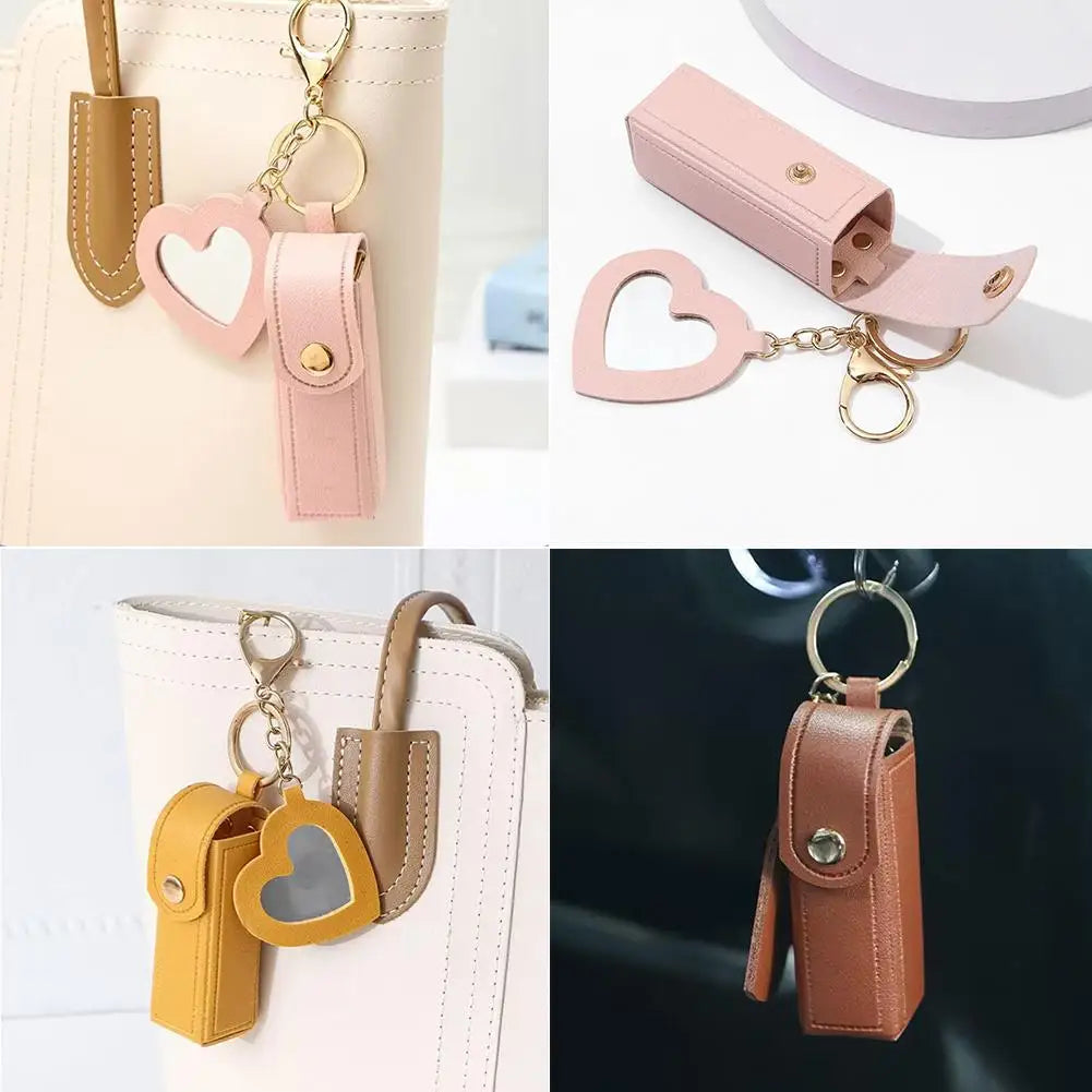 Mini PU Leather Lipstick Bag Keychain | Lip Gloss Holder Lipstick Bag Keychain Peaceful Pleasures Health and Wellness