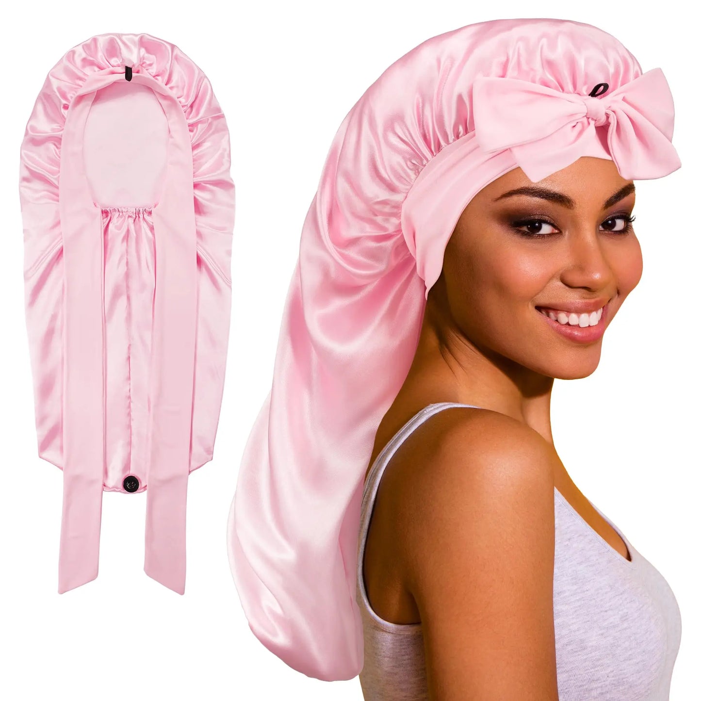 Satin Silk Sleep Bonnet for Women – Curly & Braided Hair Cap