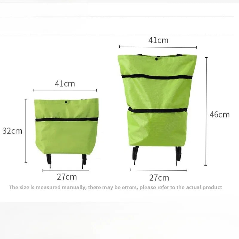 1pc Portable and Foldable Shopping Cart, Household Vegetable Cart, Lightweight with Wheels, Backpackable Peaceful Pleasures Health and Wellness