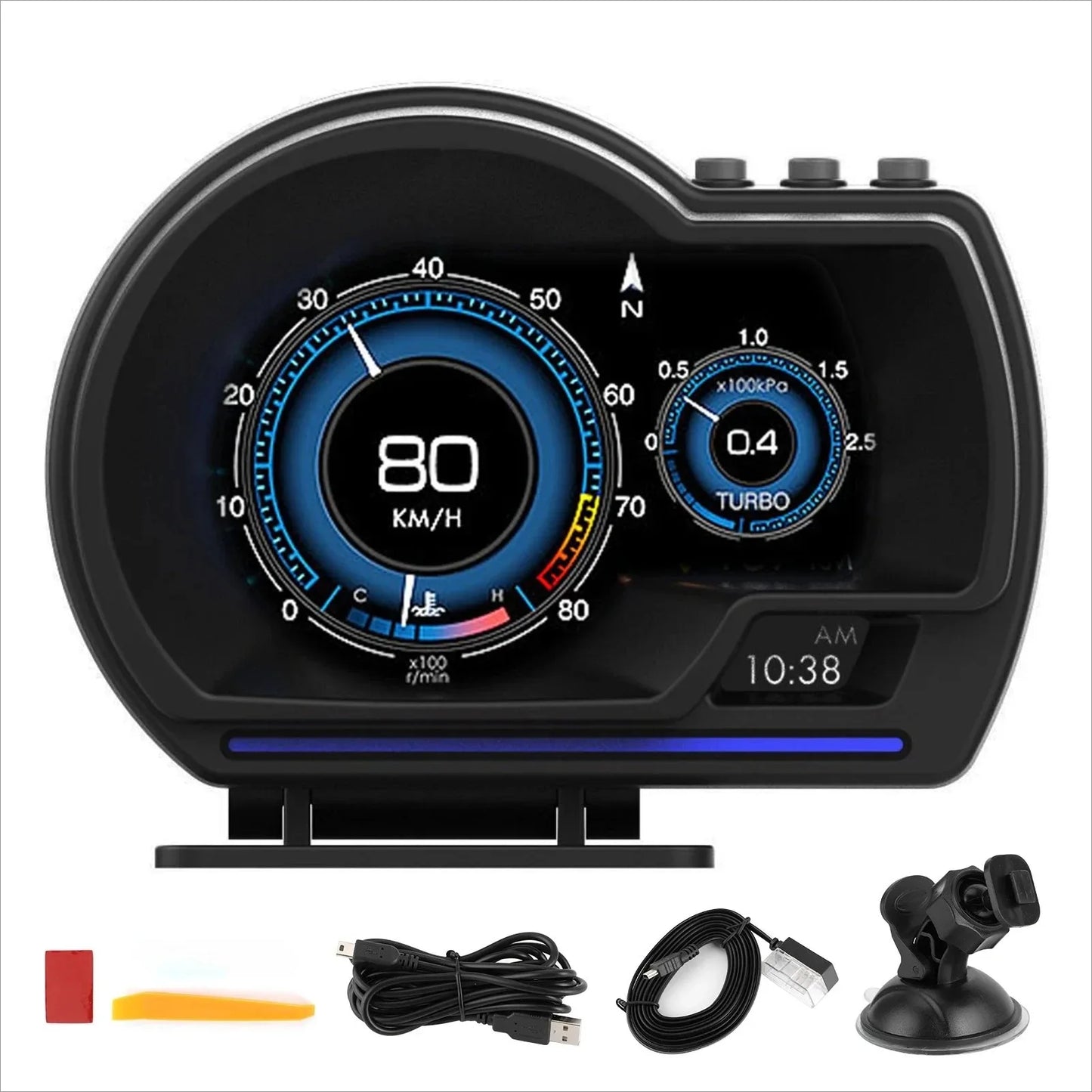 OBD2 Diagnostic Tool Car HUD GPS Speedometer Turbo RPM Alarm HD Display Universal for Cars Trucks SUV Peaceful Pleasures Health and Wellness Black