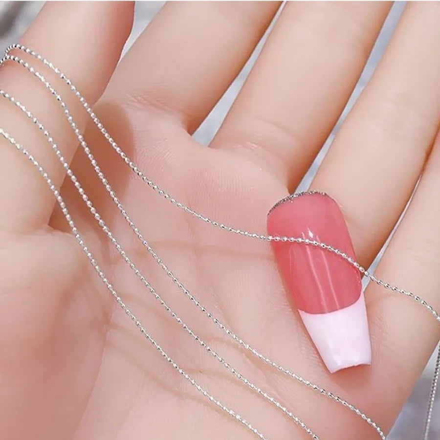 Micro Bead Chain Nail Art Decoration, Silver Gold 50cm Ball Chain for Stylish Manicures, Odorless Nail Accessory, for Hand Feet Peaceful Pleasures Health and Wellness