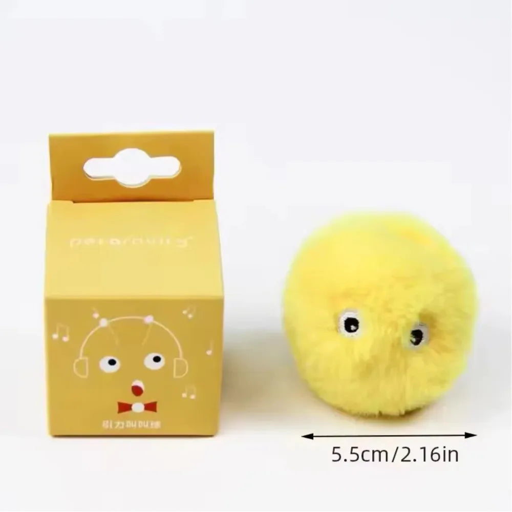 Interactive Electric Catnip Ball Cat Toy – Plush Squeaky Kitten