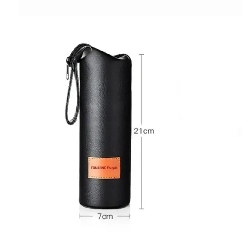 Leather Water Bottle Sleeve with Rope | Portable Cup Pouch