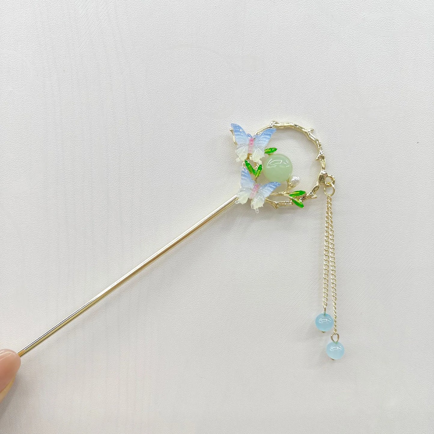 Chinese Style Hair Stick with Flower Decor Retro Floral Design Headwear with Tassel for Friends Girlfriend Wife Novel Gift Peaceful Pleasures Health and Wellness Model 17
