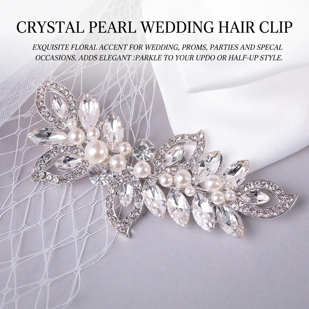Bridal Rhinestone Pearl Hair Clip Alloy Comb Shaped Accessory With Crystal And Pearl Decoration For Wedding Dress Peaceful Pleasures Health and Wellness