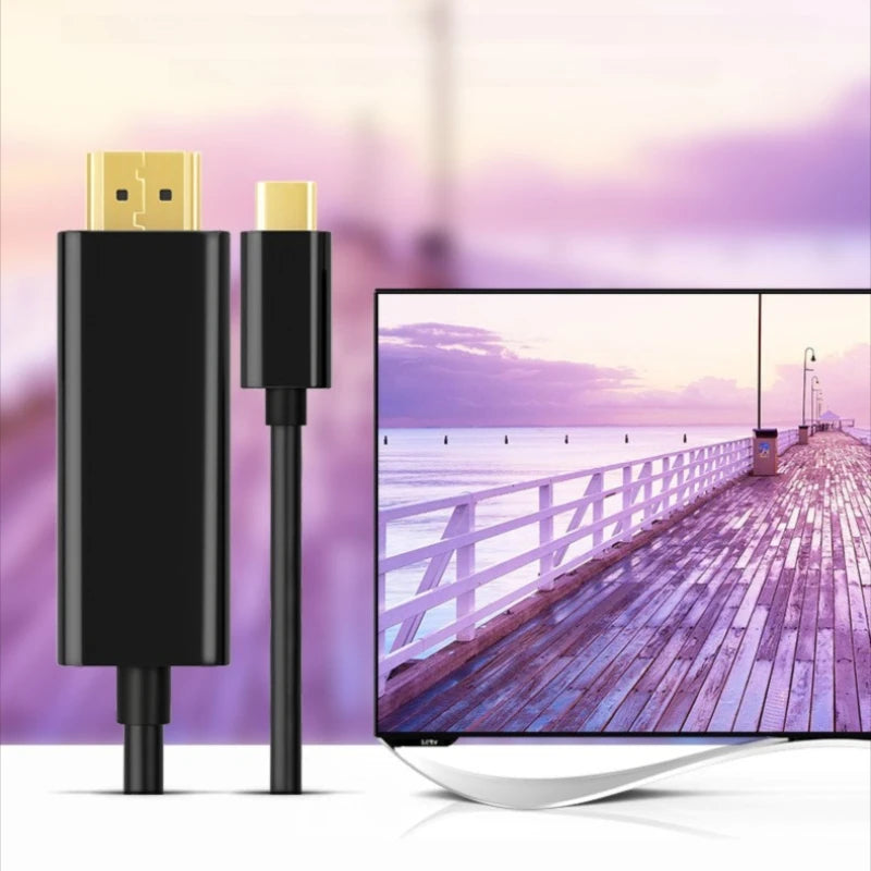 1.8M Type-C to HDMI-compatible Cable USB C Converter Cable Laptop Phone Video Cord Converter for Macbook Pro Air Mac Lenovo Asus Peaceful Pleasures Health and Wellness