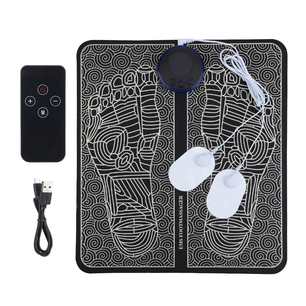 Smart EMS Massage Pad with RF Remote Improve Blood Circulation Leg Shaping Microcurrent Pulse Foot Massager Mat Acupoint Peaceful Pleasures Health and Wellness Type 1