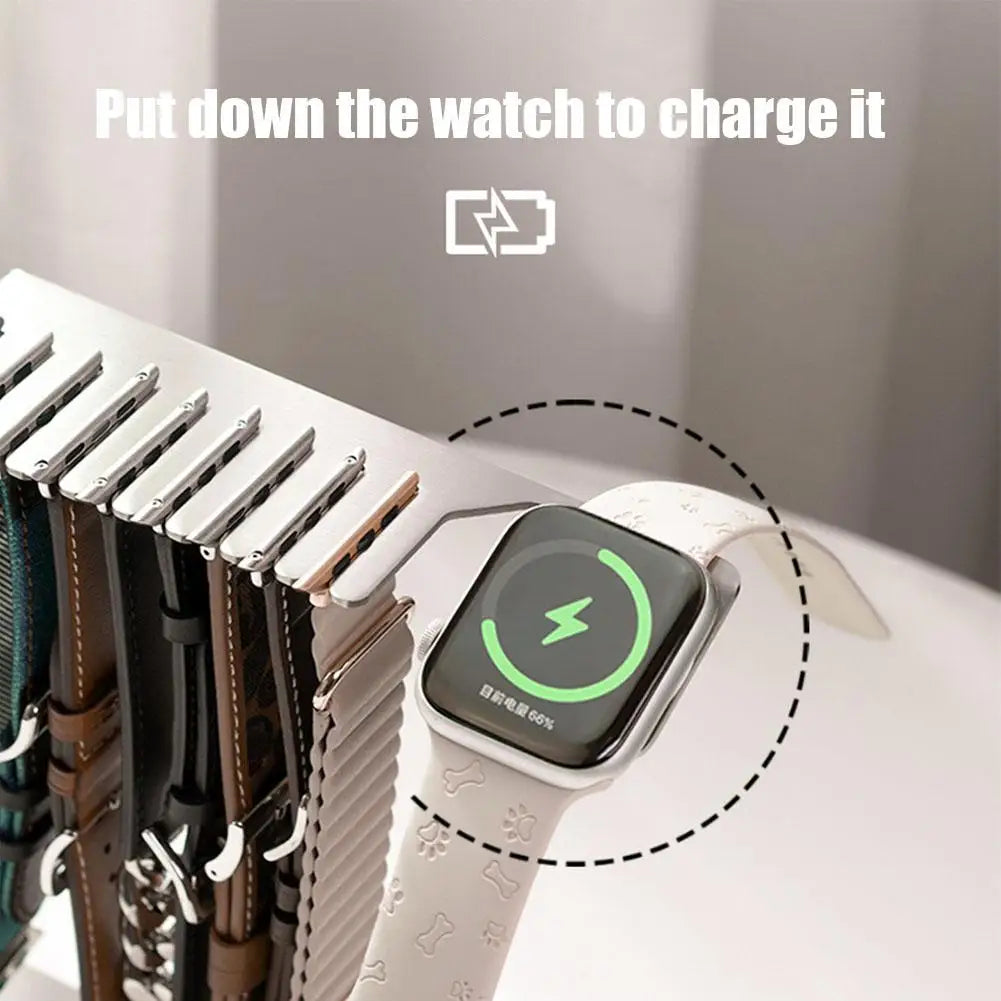 Apple Watch Charging Stand & Strap Organizer – Steel Desk Dock