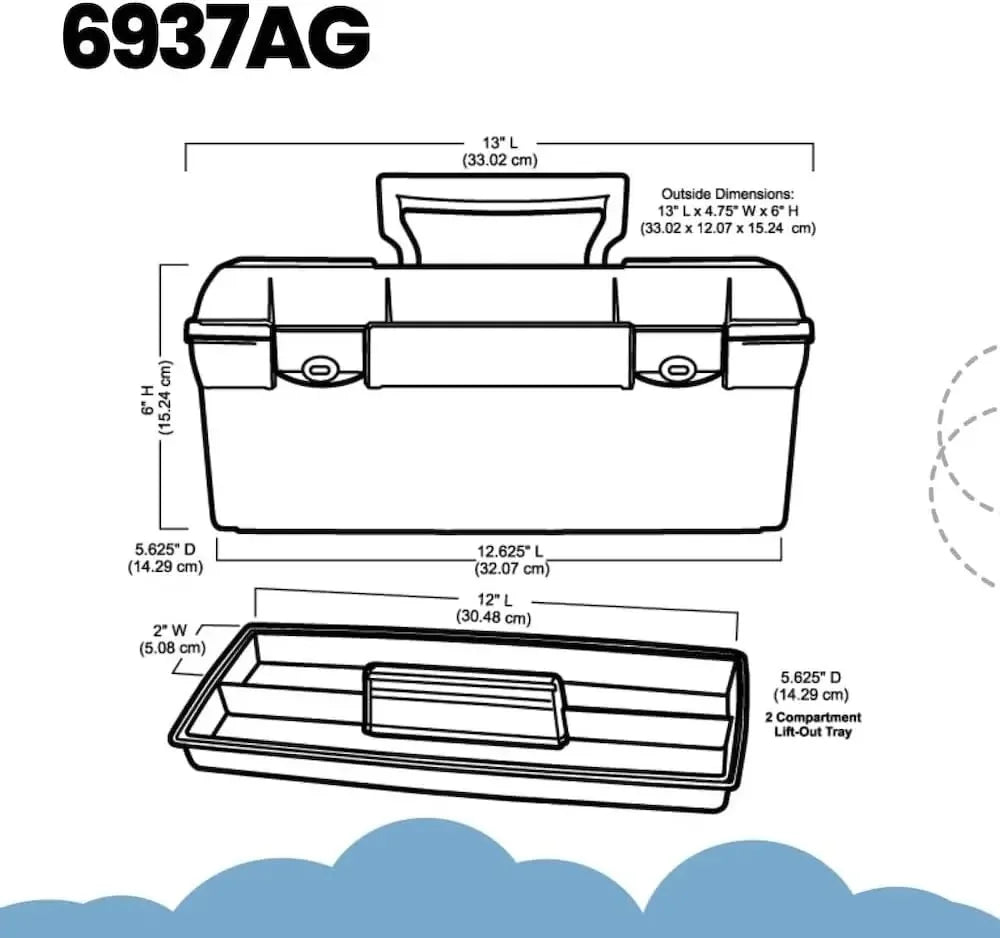 Portable Art & Craft Organizer Box with Lift-Out Tray, Clear Aqua Peaceful Pleasures Health and Wellness