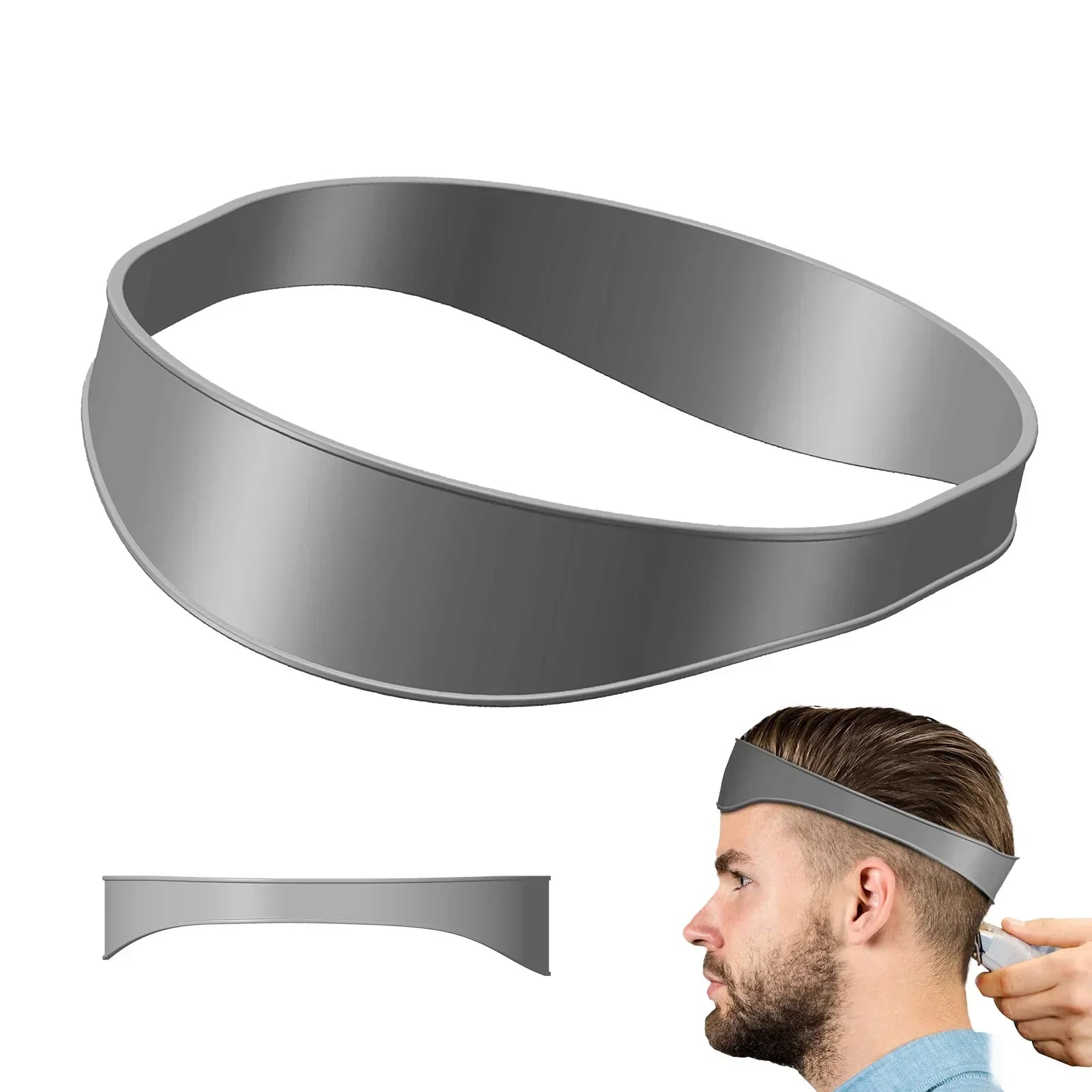 Curved Silicone Hair Trimming Tool DIY Fade Haircut Template Barber Neckline Shaving Headband for Home Haircuts Peaceful Pleasures Health and Wellness GRAY