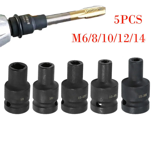 5-Piece Square Tap Socket Set 1/2" Drive | 6–14mm Thread Taps Tap Socket Set Oasis Select