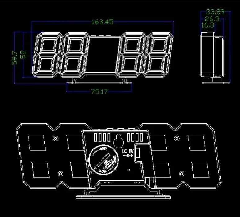 3D LED Digital Wall Clock | Night Light, Alarm & Snooze