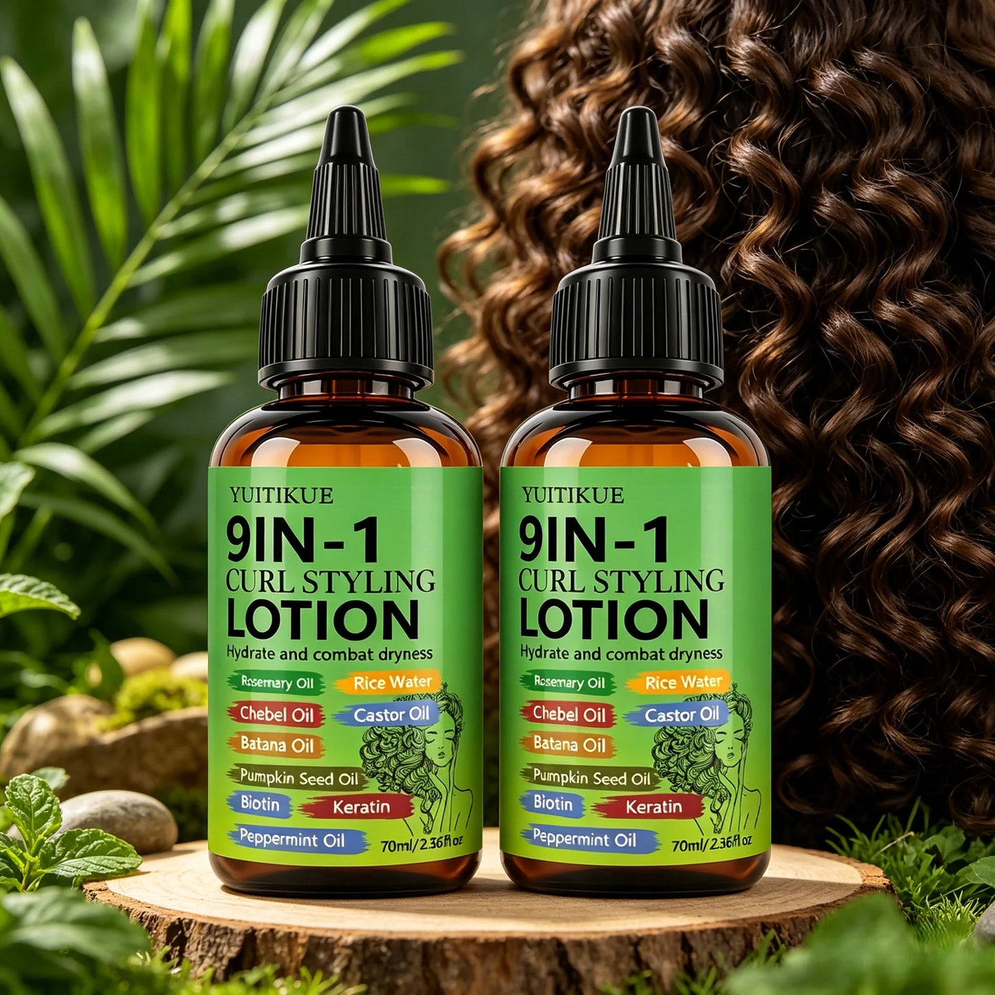 YUITIKUE 9-in-1 Curl Styling Lotion – Anti-Frizz & Hydrating Curl Styling Lotion Peaceful Pleasures Health and Wellness 2pc