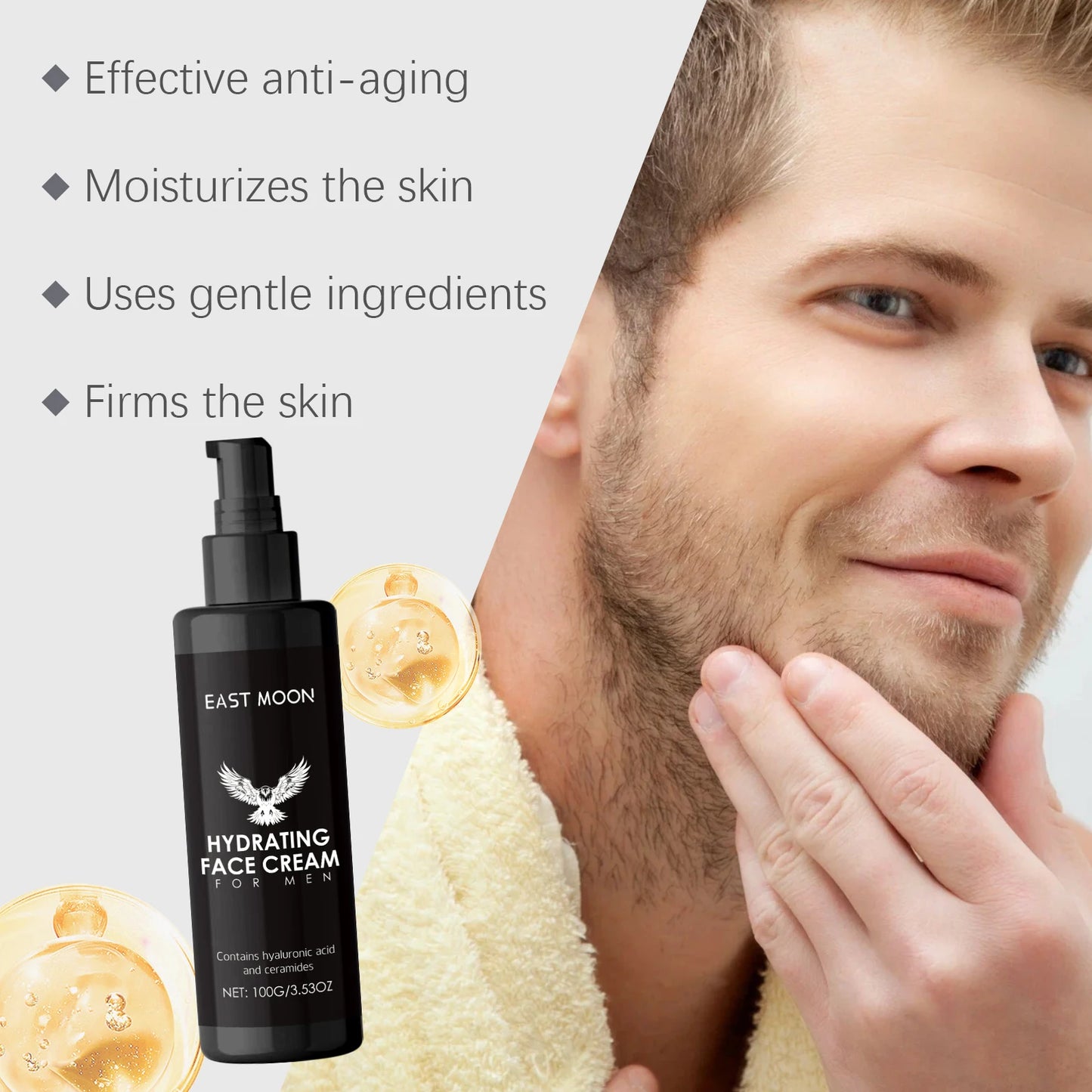 East Moon Hyaluronic Acid Face Cream | Men's Moisturizer 100g