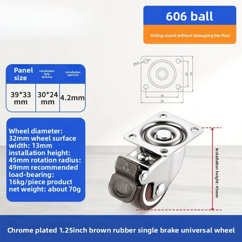 Soft Rubber Swivel Caster Wheels 1–2 Inch | Furniture & Trolleys