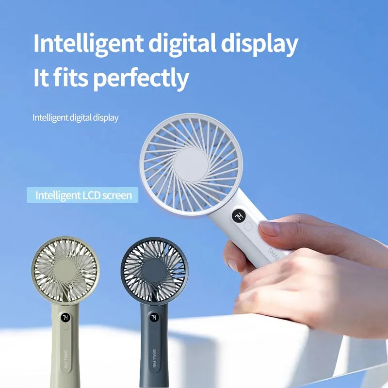 New Portable Handheld Fan, Fan 6 Speed Wind LED Display Personal Mini Travel Fan Hand Held Fan USB Foldable Electric Fan Peaceful Pleasures Health and Wellness