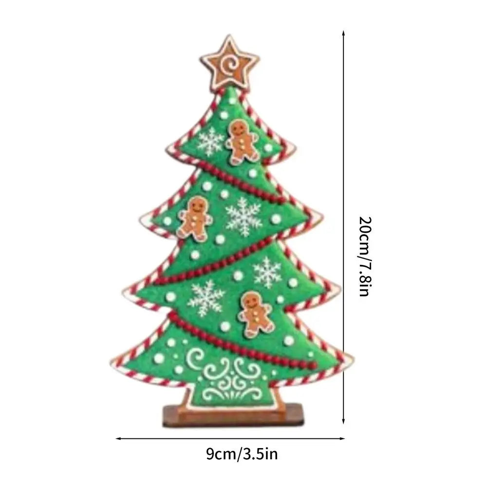 Gingerbread Wooden Christmas Tree Figurine | Festive Table Decor
