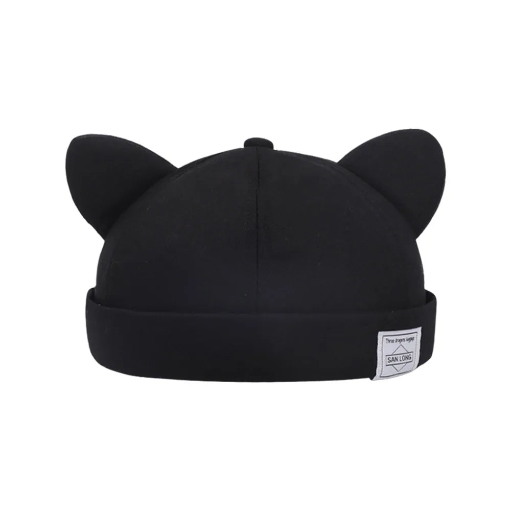 Cotton Cat Ears Beanie Hat – Adjustable Brimless Skull Cap