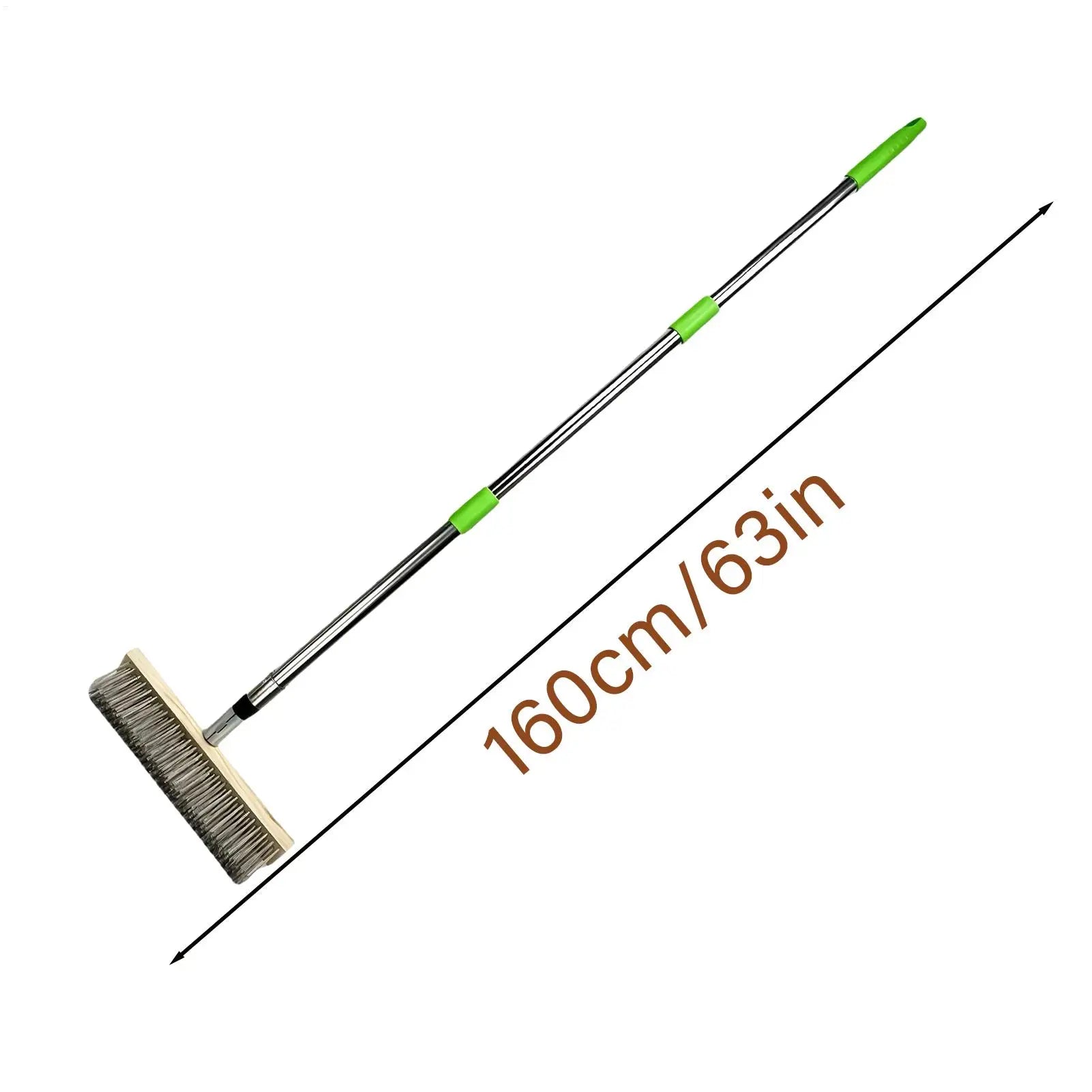 Heavy Duty Stainless Steel Wire Deck Brush – 62" Telescopic Pole Floor Scrub Brush Peaceful Pleasures Health and Wellness
