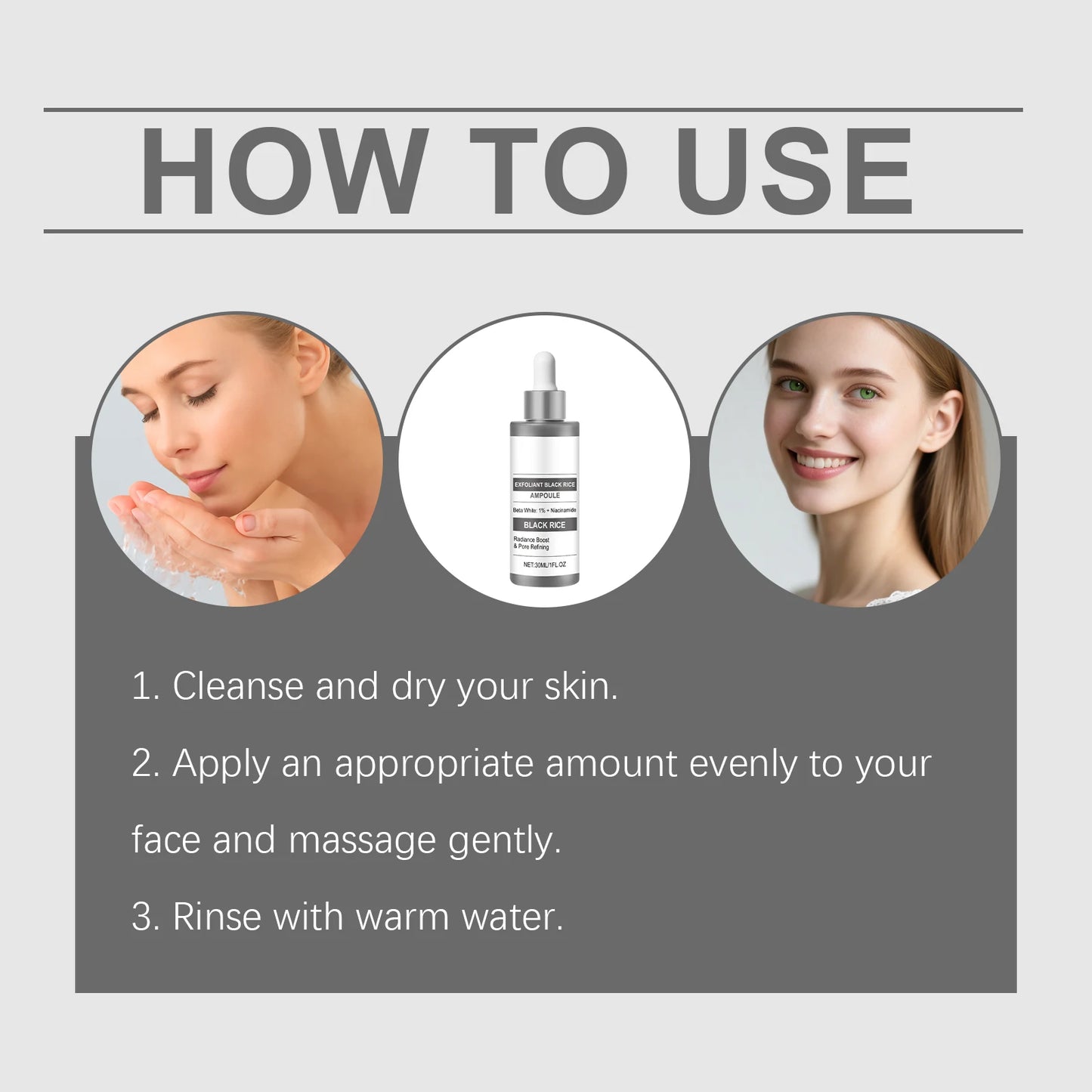 Salicylic Acid Black Rice Essence Deep Gentle Exfoliation Reduce Blackheads Improve Dullness Unclog Pores Facial Brighten Serum Peaceful Pleasures Health and Wellness