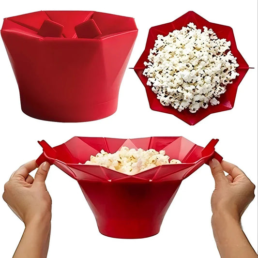 Foldable Silicone Microwave Popcorn Bowl Maker – Collapsible DIY Popcorn Bucket Peaceful Pleasures Health and Wellness