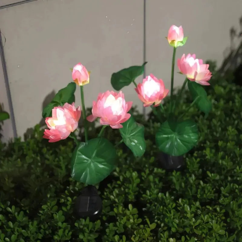 Solar Lotus Flower LED Garden Light | Outdoor Lawn Decor