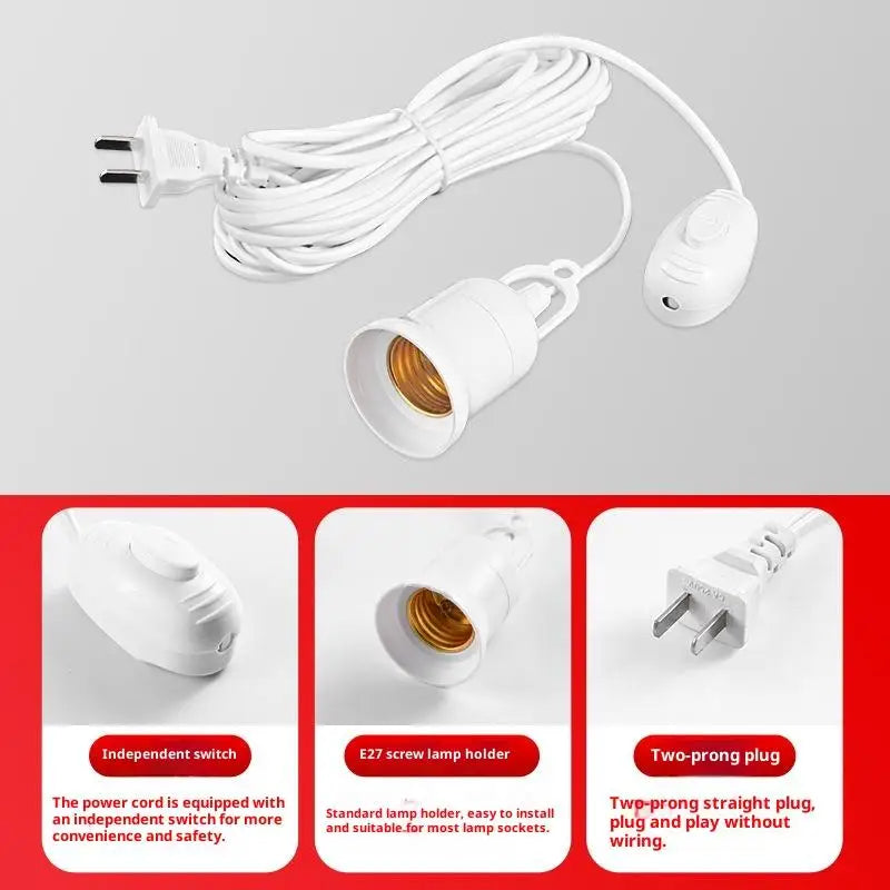5/8M Lamp Bases Universal With Switch Led Bulb Socket Adapter Suspension E27 Screw Lamp Holder Peaceful Pleasures Health and Wellness