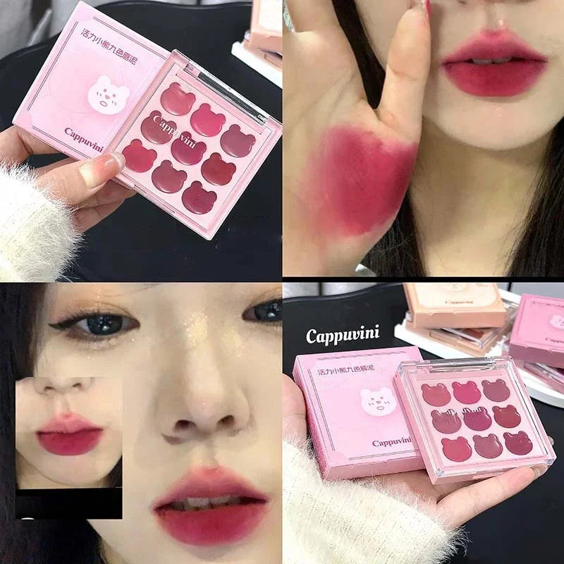 9-Color Velvet Matte Lip Mud Set | Lipstick & Cheek Tint