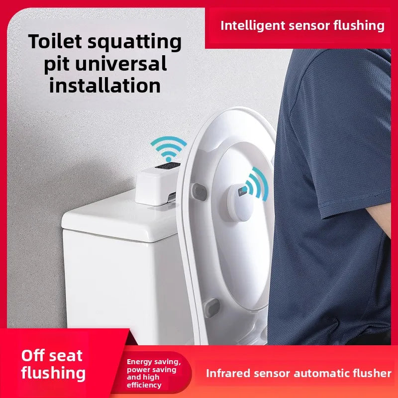 Household Smart Infrared Induction Toilet Flusher Set Charging Automatic Toilet Flush Push Free-Button Sensor Toilet Accessories Peaceful Pleasures Health and Wellness Default Title