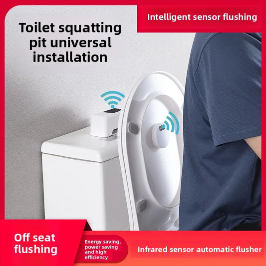 Household Smart Infrared Induction Toilet Flusher Set Charging Automatic Toilet Flush Push Free-Button Sensor Toilet Accessories Peaceful Pleasures Health and Wellness Default Title