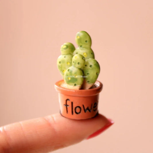 Kawaii Mini Resin Cactus Figurine | DIY Dollhouse Décor Miniature Resin Figurine Peaceful Pleasures Health and Wellness