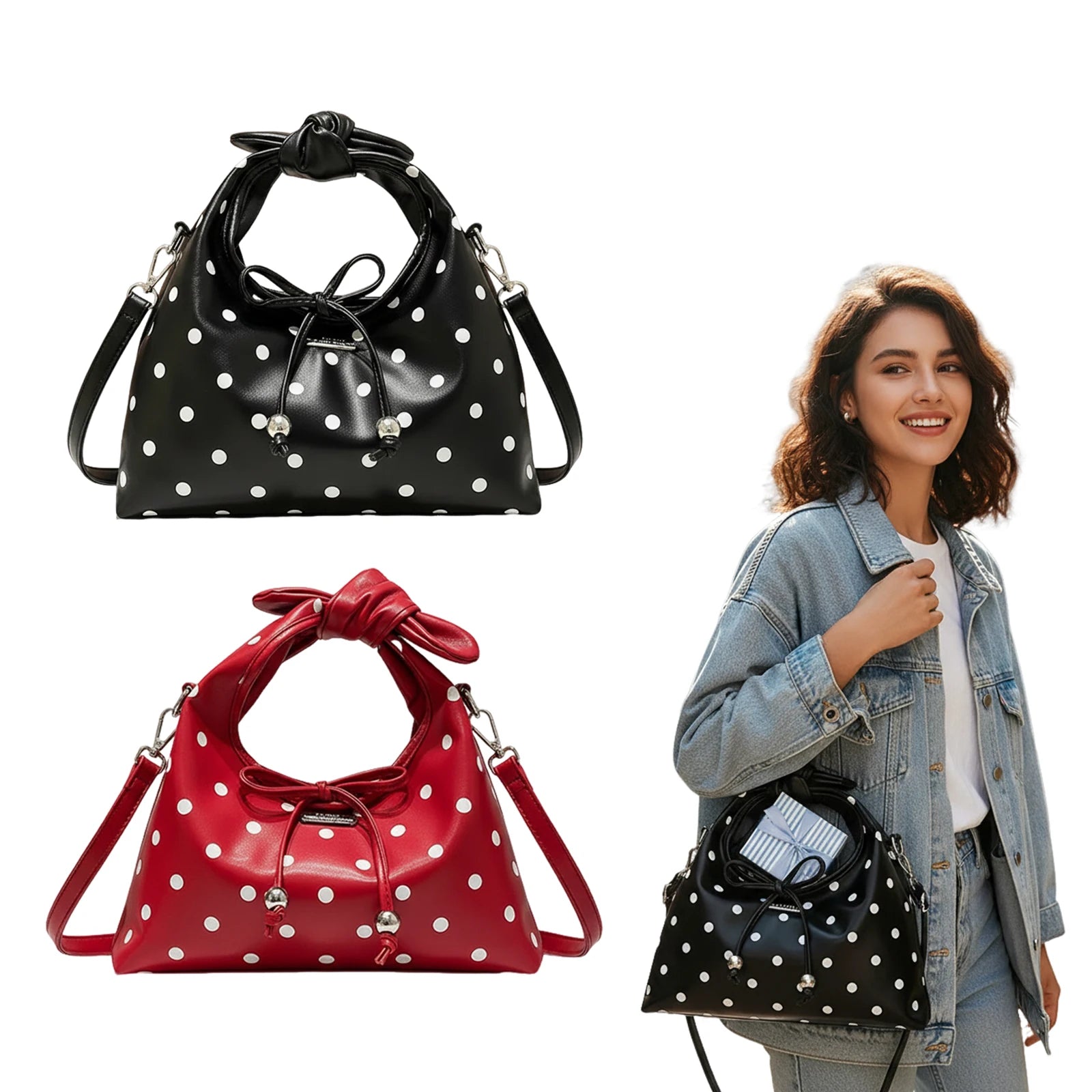 Korean Style Polka Dot Handbag With Shiny Leather For Daily Use And Casual Outfits Peaceful Pleasures Health and Wellness