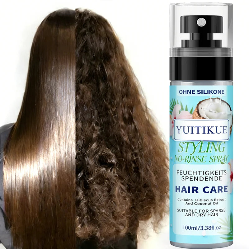 YUITIKUE No-Rinse Styling Hair Spray | With Coconut Oil & Hibiscus Extract | For Dry & Sparse Hair Moisturizing & Styling 100ml Peaceful Pleasures Health and Wellness