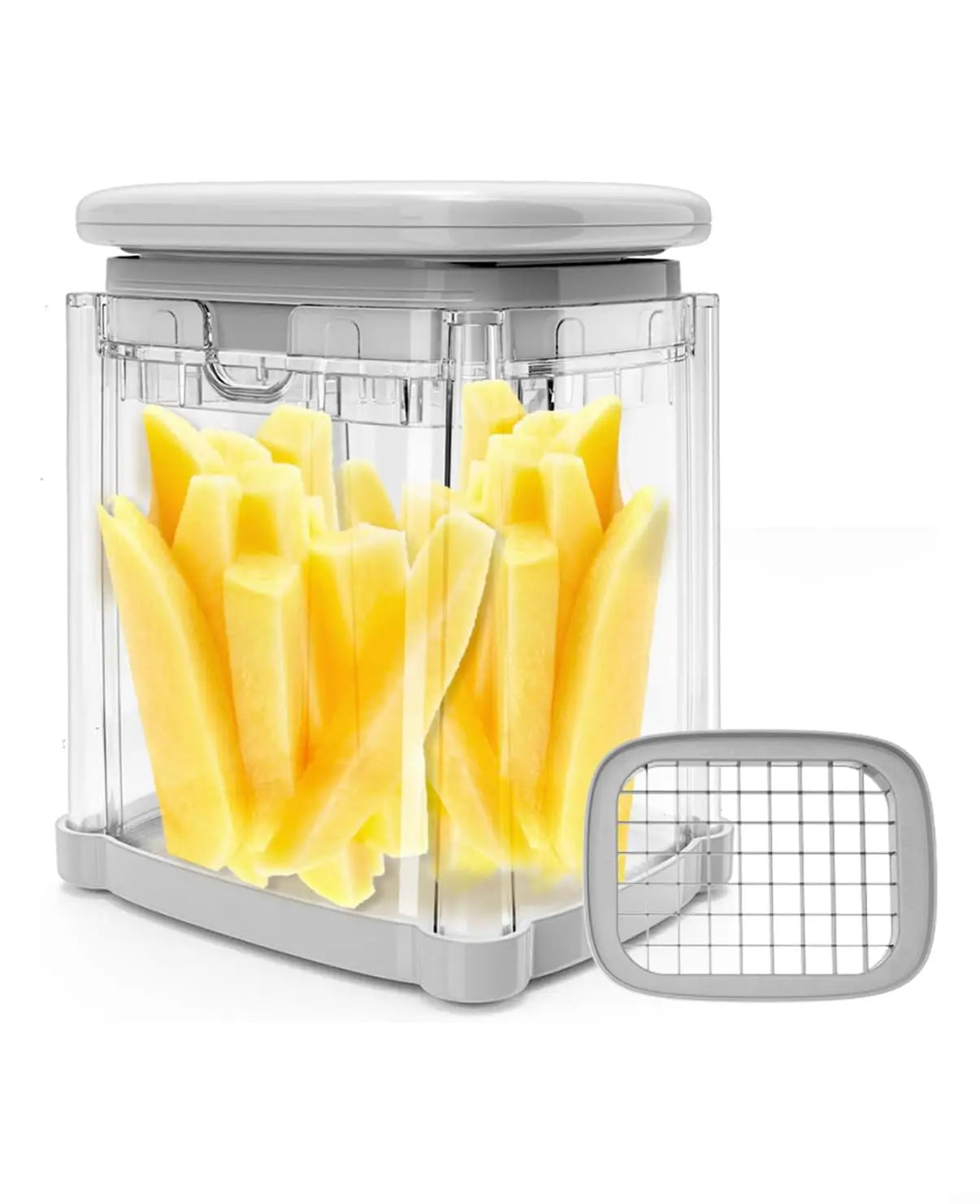 Practical French Fries Special Slicer Radish Cucumber Slicer Household Multifunctional Vegetable Slicer Tomato and Apple Slicer Peaceful Pleasures Health and Wellness grey