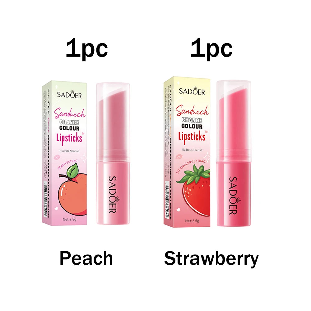 Honey peach sandwich warm changing water lipstick moisturizing warm changing lipstick 2.5g Peaceful Pleasures Health and Wellness Peach Strawberry 2.5g