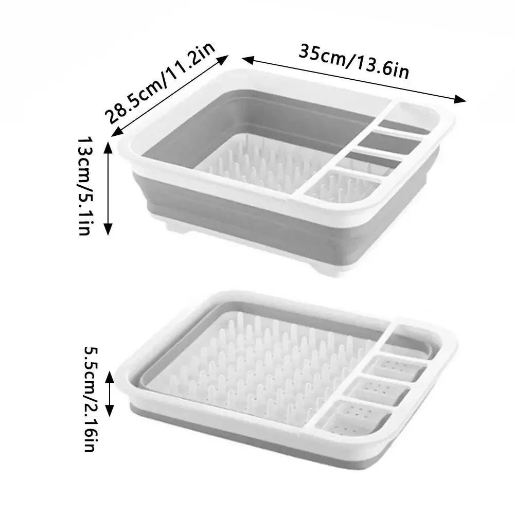 Collapsible Dish Drying Rack, Sink Dinnerware Organizer Storage Tray, Portable Foldable Dish Drainer for Kitchen RV Camper Van Peaceful Pleasures Health and Wellness