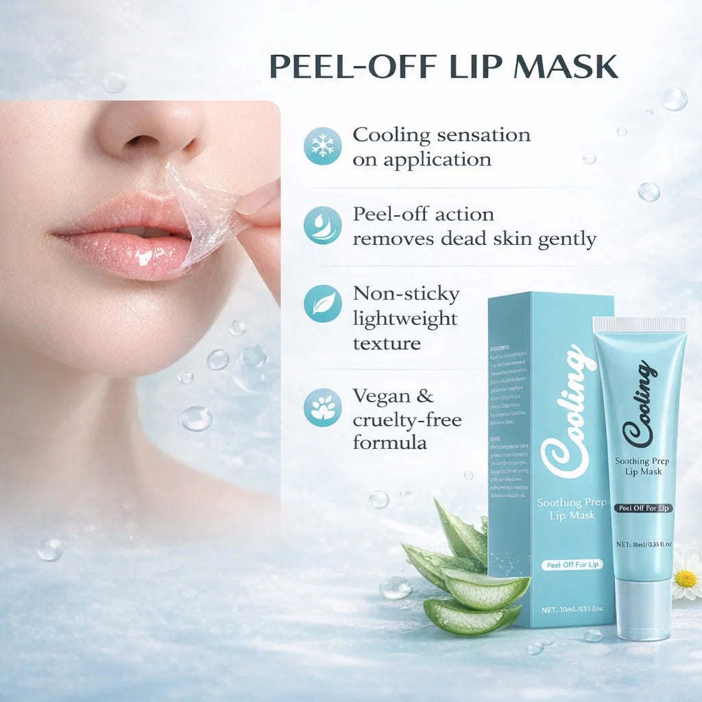 Soothing Prep Lip Mask- Cooling Peel-Off Lip Mask for Smoother Lip Prep ,Hydrating & Moisturizing Lips for Women, 10ml Peaceful Pleasures Health and Wellness