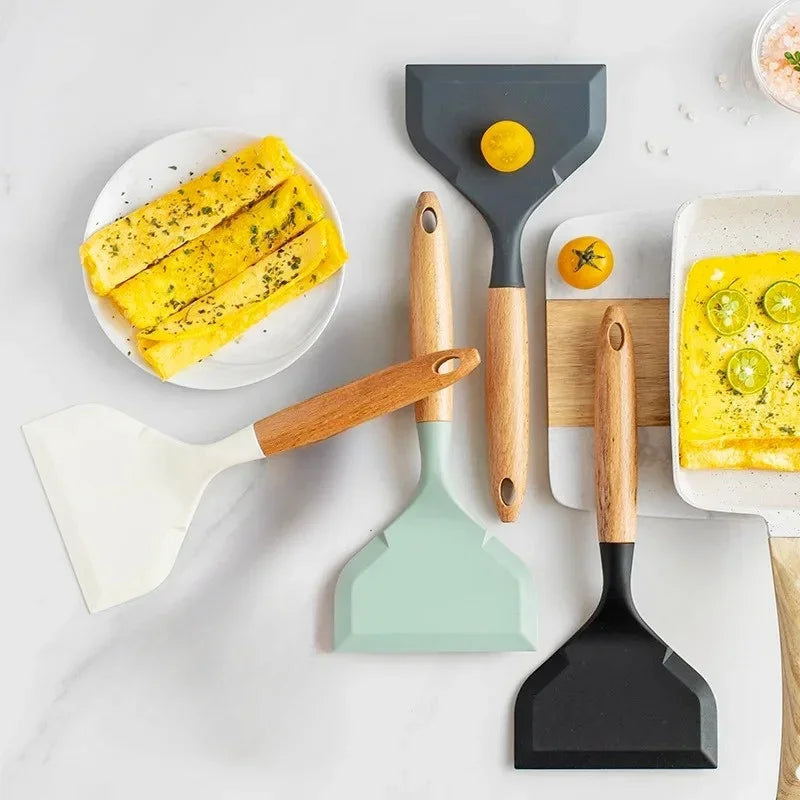 Silicone Spatula Cooking Utensils Beef Meat Egg Kitchen Scraper Wide Pizza Shovel Frying Non Stick Spatula Kitchenware Tools Peaceful Pleasures Health and Wellness