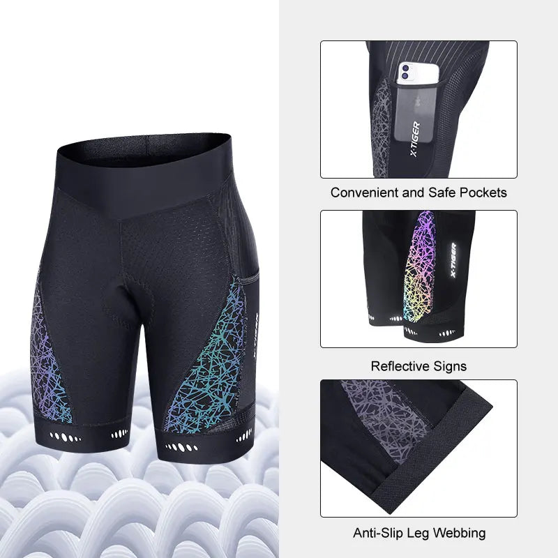 X-TIGER Women's Padded MTB Cycling Shorts – UPF 50 & Pockets