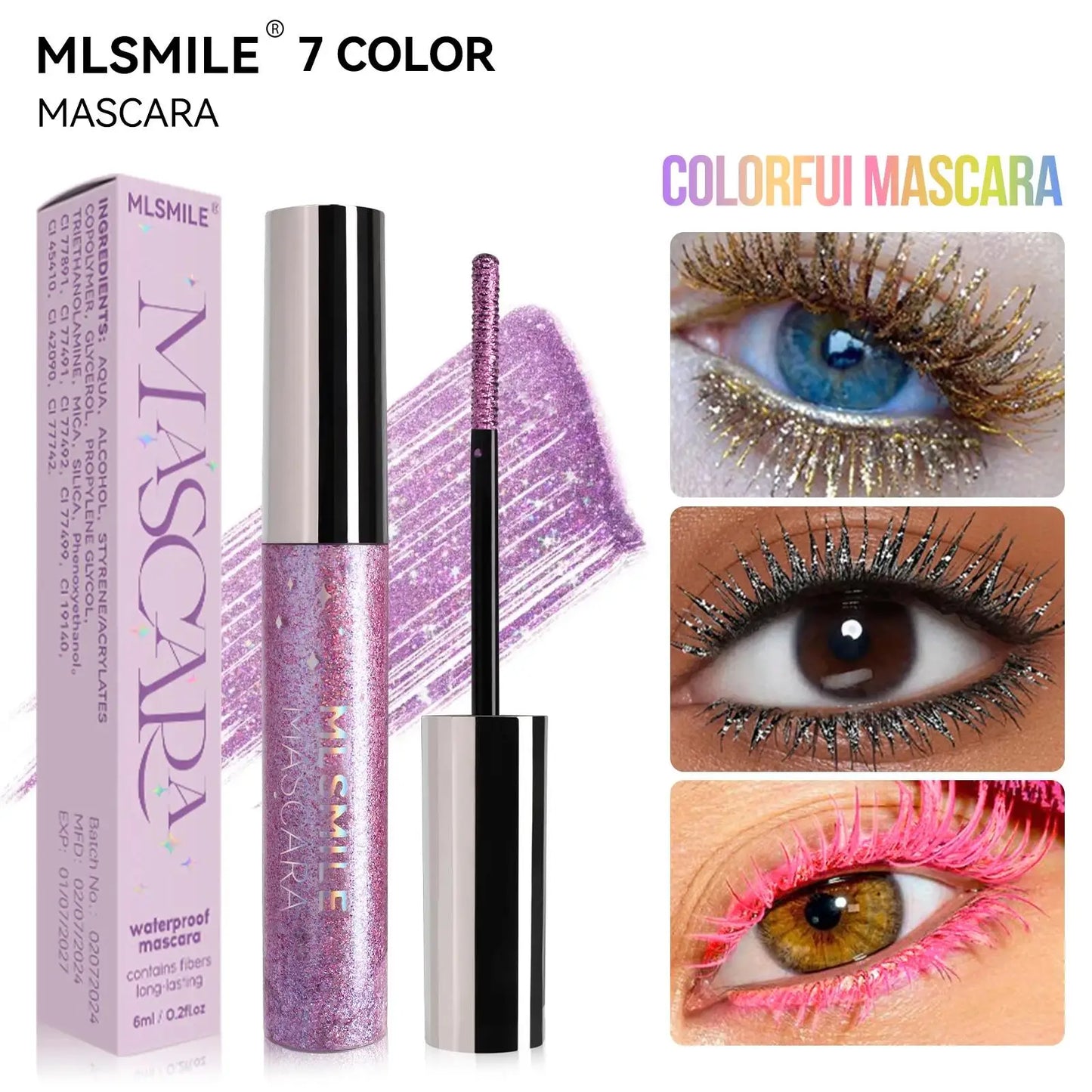 MLSMILE Glitter Pearlescent Mascara – Waterproof & Volumizing