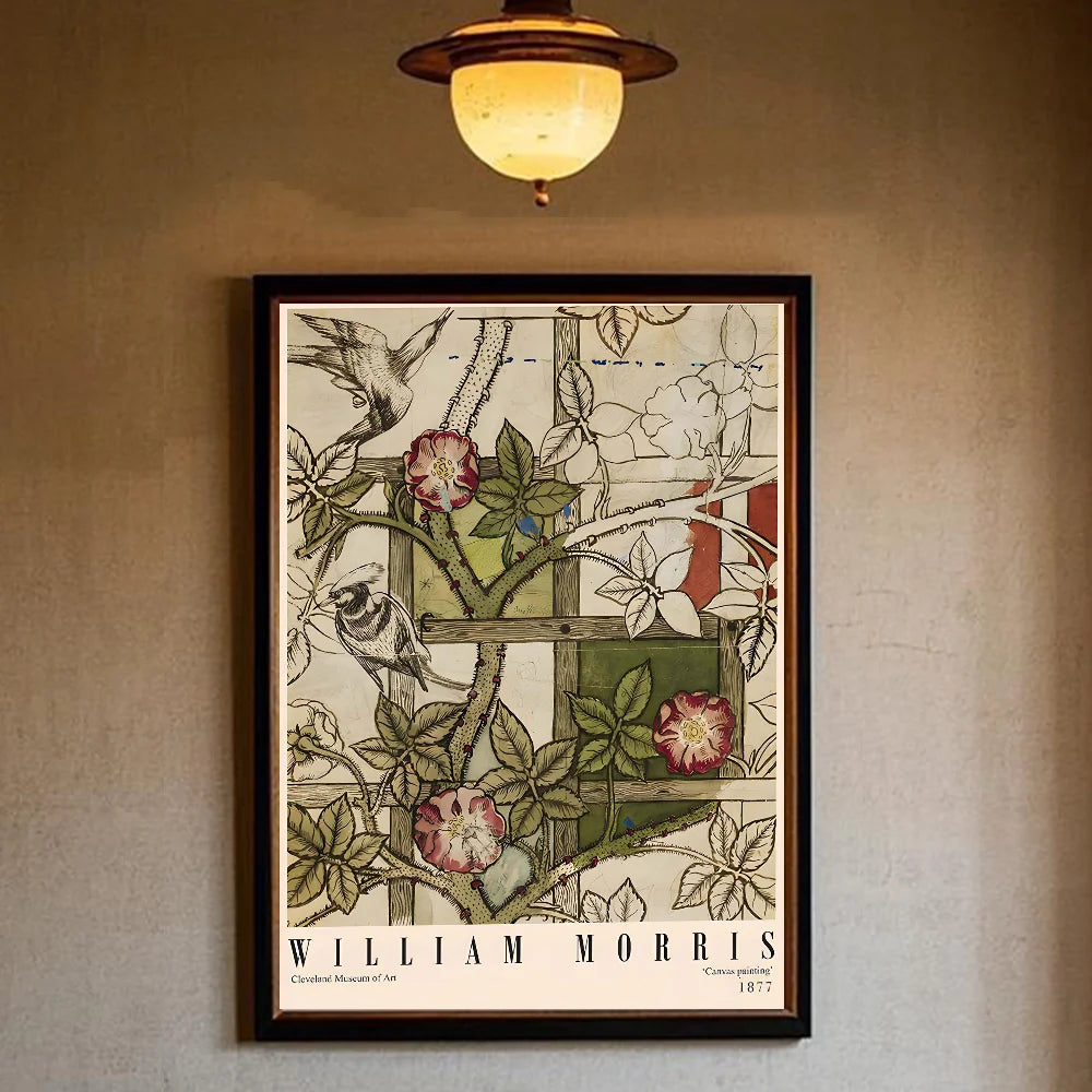 William Morris Animals & Flowers Wall Poster | HD PVC Art Decorative Wall Poster Peaceful Pleasures Health and Wellness