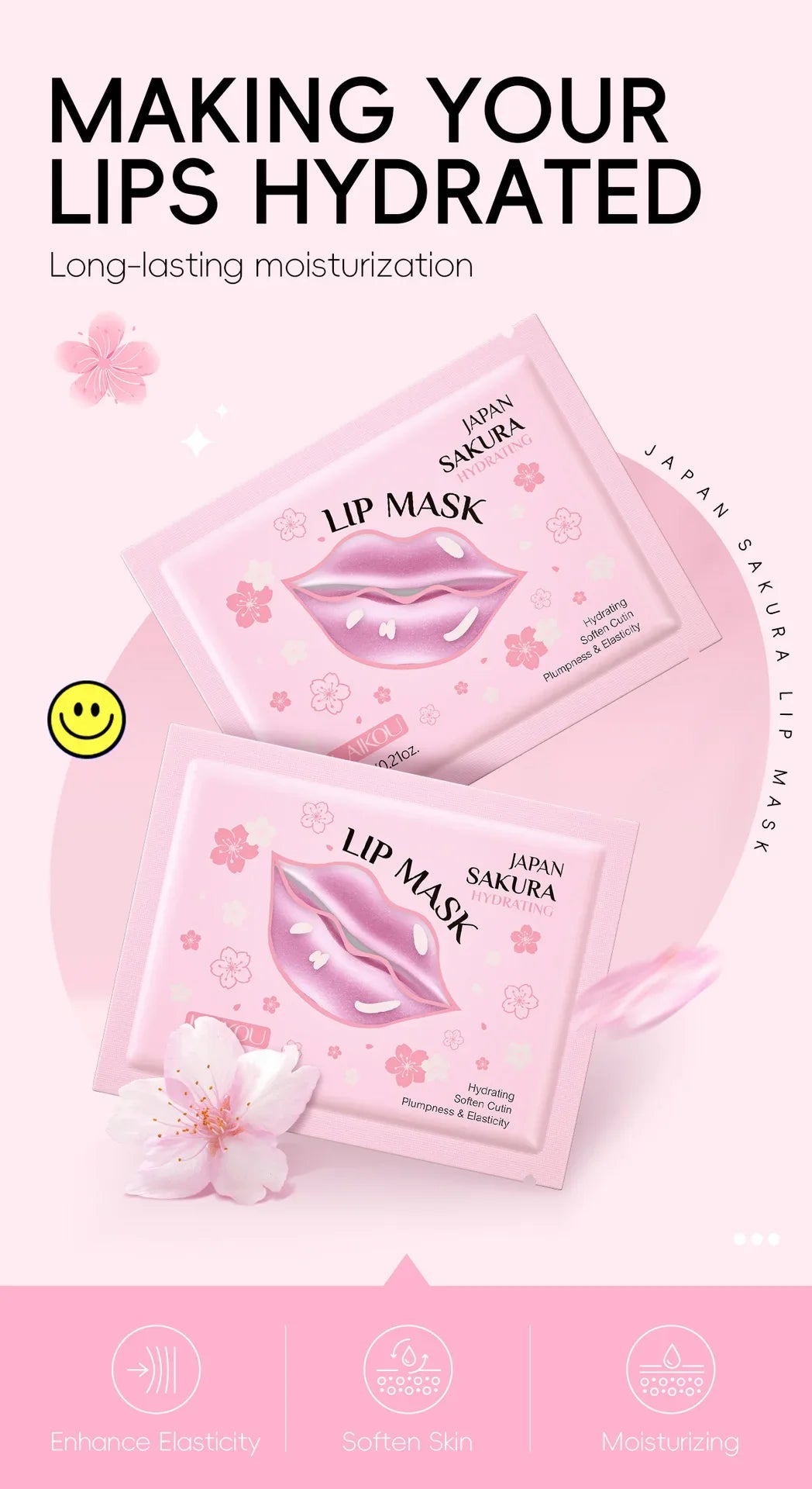 LAIKOU Cherry Blossom Lip Mask – Moisturizing & Anti-Wrinkle