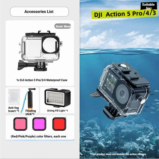 DJI OSMO Action 5 Pro/4/3 Waterproof Housing Case 40M + Filters Camera Housing Case Oasis Select