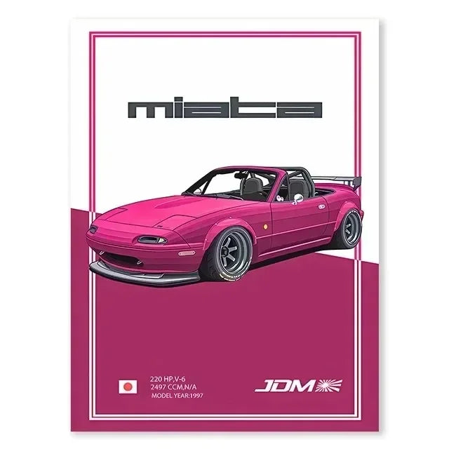 JDM GTR Sports Car Canvas Wall Art Poster | Boys Room Decor