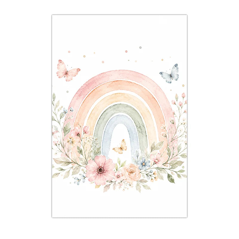 Nursery Animal Wall Art Cute Safari Canvas Painting Floral Poster Print Kids Bedroom Wall Decor Peaceful Pleasures Health and Wellness 10 30x40cm No Frame China Mainland